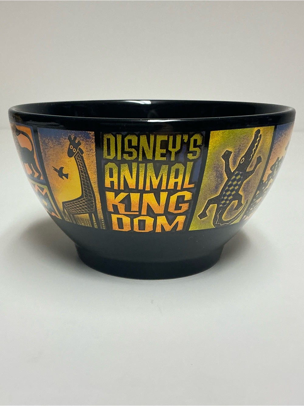 Disney Animal Kingdom Black Bowl with Yellow & Orange Design Tree of Life